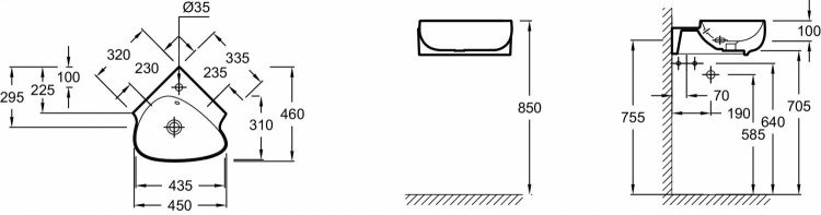 Угловой рукомойник Jacob Delafon NOUVELLE VAGUEEGL112-00