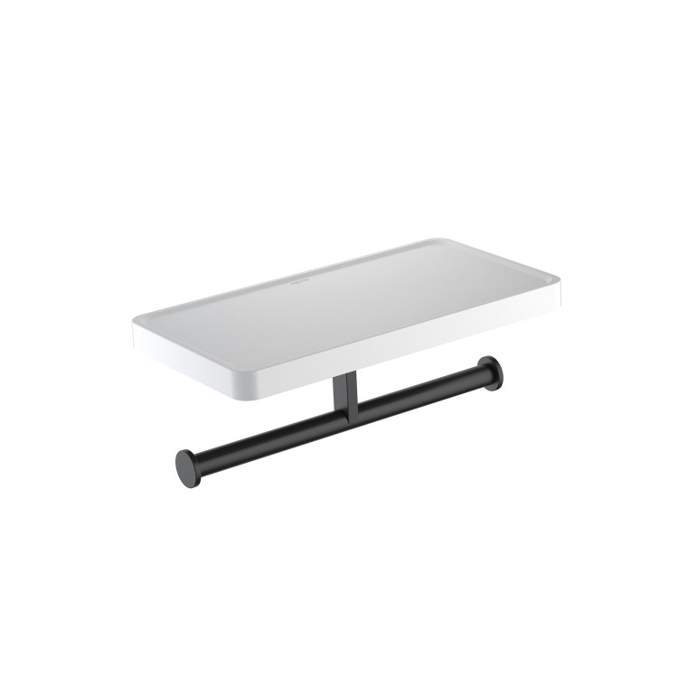 Бумагодержатель двойной с полкой Aquatek матовый черный AQ4919MB Европа