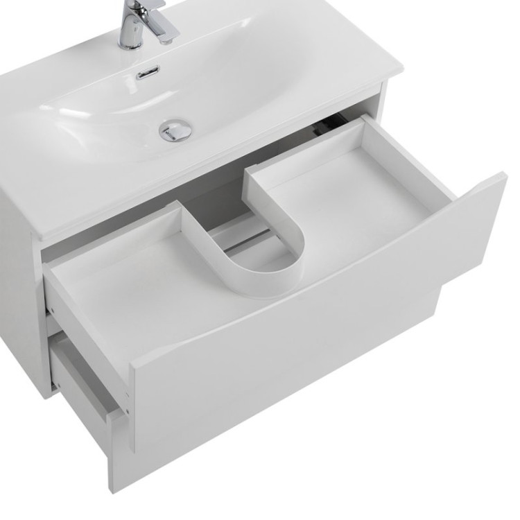 База под раковину подвесная с двумя выкатными ящиками BelBagno MARINO-CER-MINI-800-2C-SO-WO-P