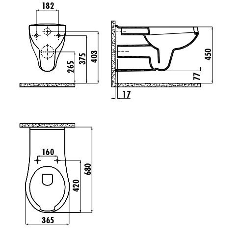 CREAVIT Унитаз подвесной для инвалидов