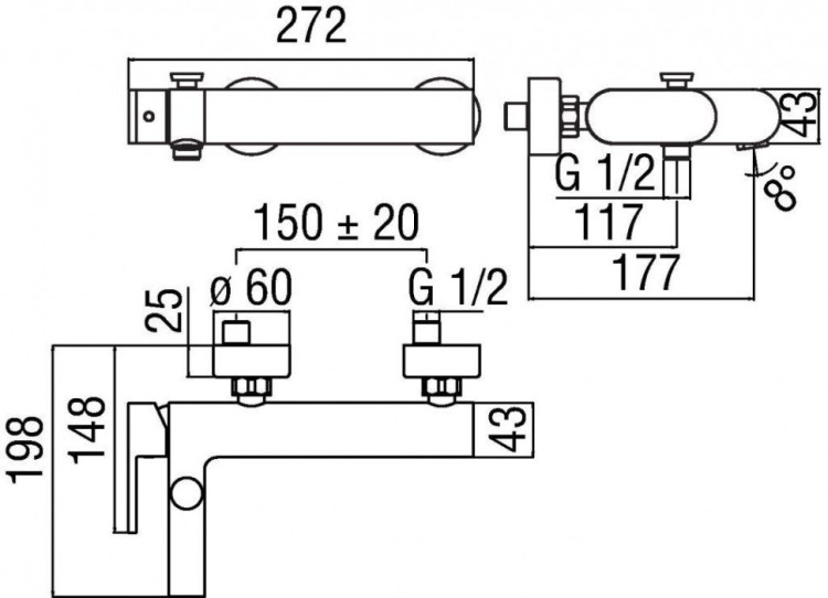 Смеситель для ванны  Nobili Up UP94110/1CR