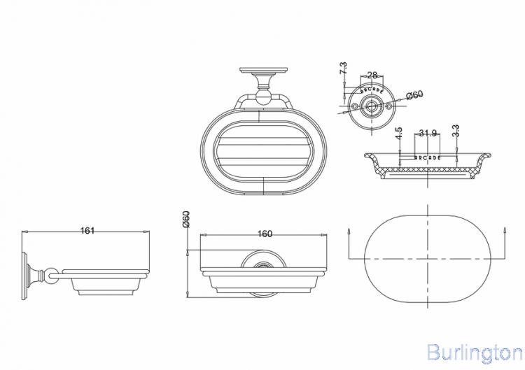 Мыльница керамическая, ХРОМ [ARCA1 CHR]