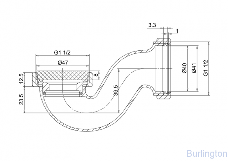 Сифон с горизонтальным отводом, узкий [CW3]