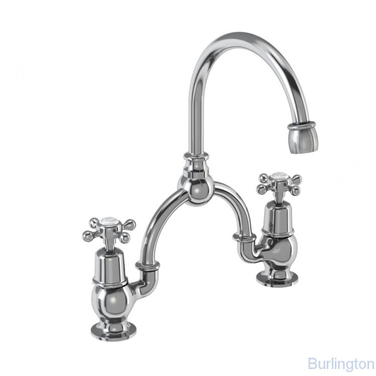 Смеситель для раковины на 2 отверстия со скрытым сливом-переливом [CL28 + W9] - подходит только для раковины B14