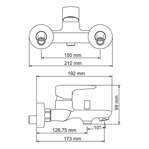 WasserKRAFT Vils 5601 Смеситель для ваннкороткиизливом