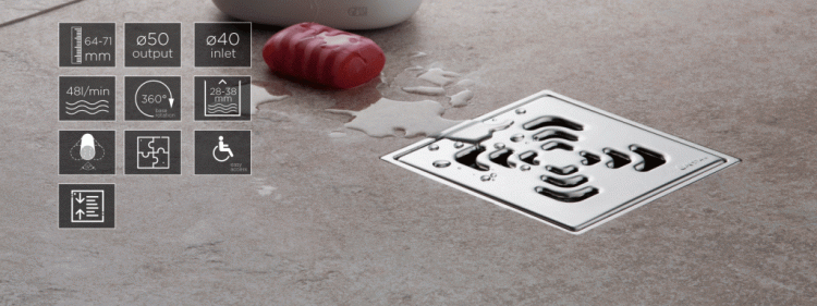 Точечный трап 150х150 мм Confluo Standard Square 2 Mask , металл с перфорацией Square, с рамкой PESTAN 13000082