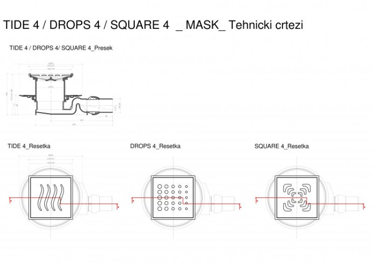 Точечный трап 150х150 мм Confluo Standard Square 2 Mask , металл с перфорацией Square, с рамкой PESTAN 13000082