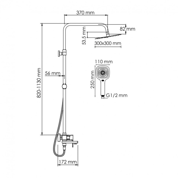 WasserKRAFT A177.118.065.010.CH Душевой комплект со смесителем