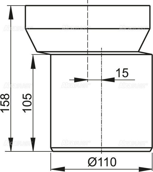 Патрубок для унитаза эксцентрическая 158 мм Alcadrain A92