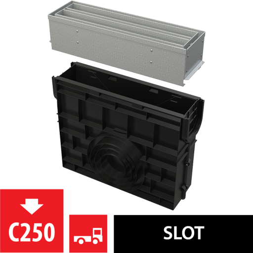 Пескоуловитель для дренажного канала с щелевой симметричной сервисной надставкой 100 мм, оцинкованная сталь Alcadrain AVZ101R-R123R