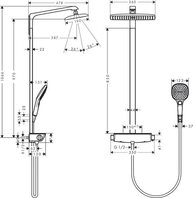 Душевая система Hansgrohe Raindance Select E 27112
