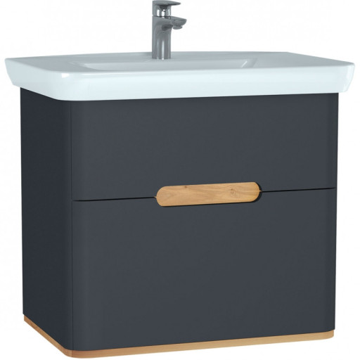 Шкаф Sento с раковиной, 80 см, матовый антрацит