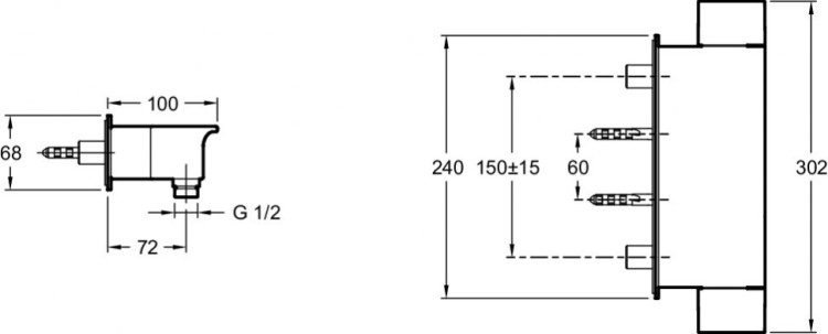 Термостатический настенный смеситель для душа Jacob Delafon STANCE E9104-CP