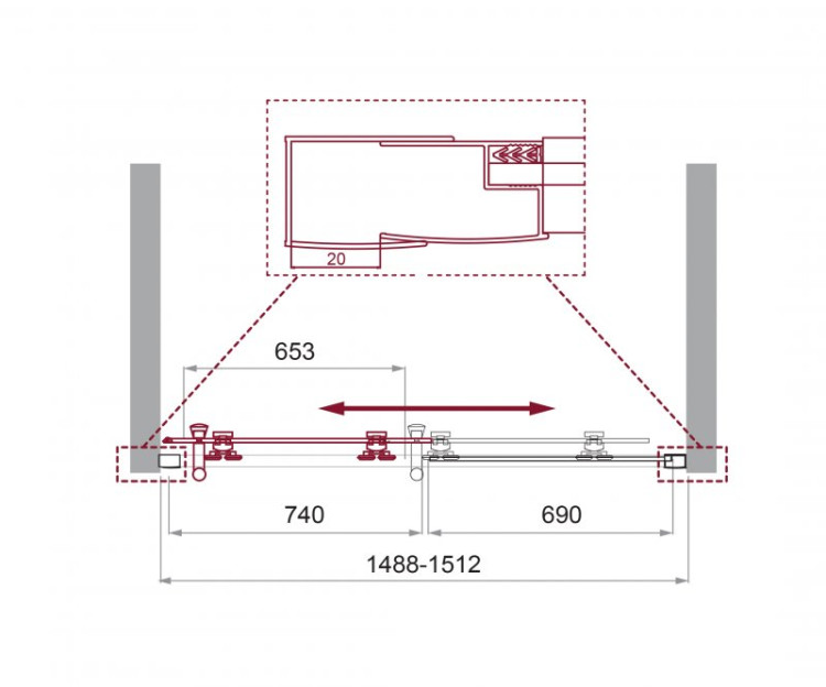 Душевая дверь в нишу BELBAGNO UNO-195-BF-1 BelBagno UNO-195-BF-1-110-CH-CR
