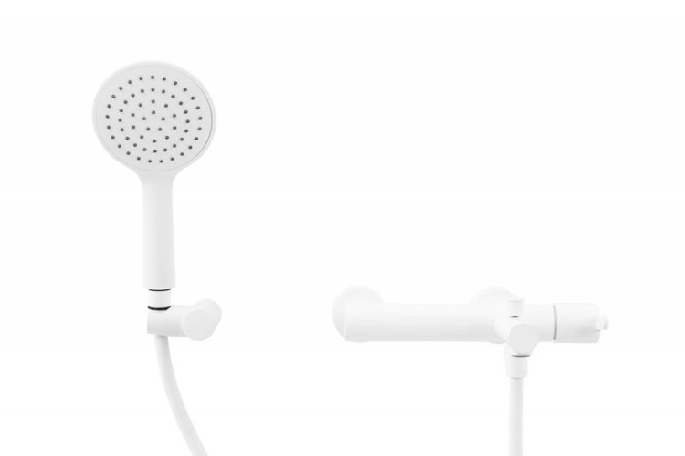 Смеситель для ванны и душа однорычажный в комплекте с ручным душем, шлангом и держателем Cezares LEAF-VD-SS