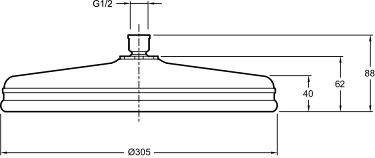 Круглый верхний душ, диаметр 305 мм, классический дизайн Jacob Delafon KATALYST E13694-CP