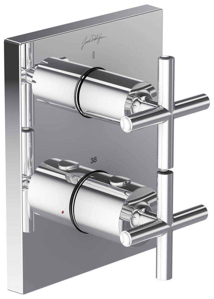 Термостатический смеситель с обратными клапанами, классический дизайн ручек Jacob Delafon MODULO E75388-CP