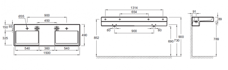 Раковина Jacob Delafon Terrace 150