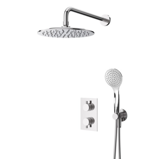 Душевая система с термостатическим смесителем и дивиатором для верхнего и ручного душа, верхний душ из стены 25 см Cezares LEAF-DSIP-T-25-SR