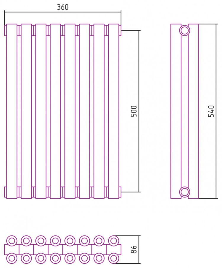 Отопительный радиатор Сунержа Эстет-00 500х360 8 секций Золото