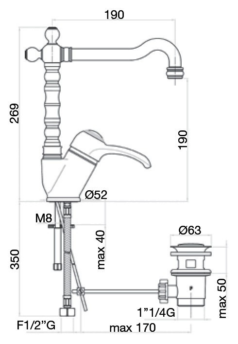 Смеситель для раковины Webert Aurora AU831702