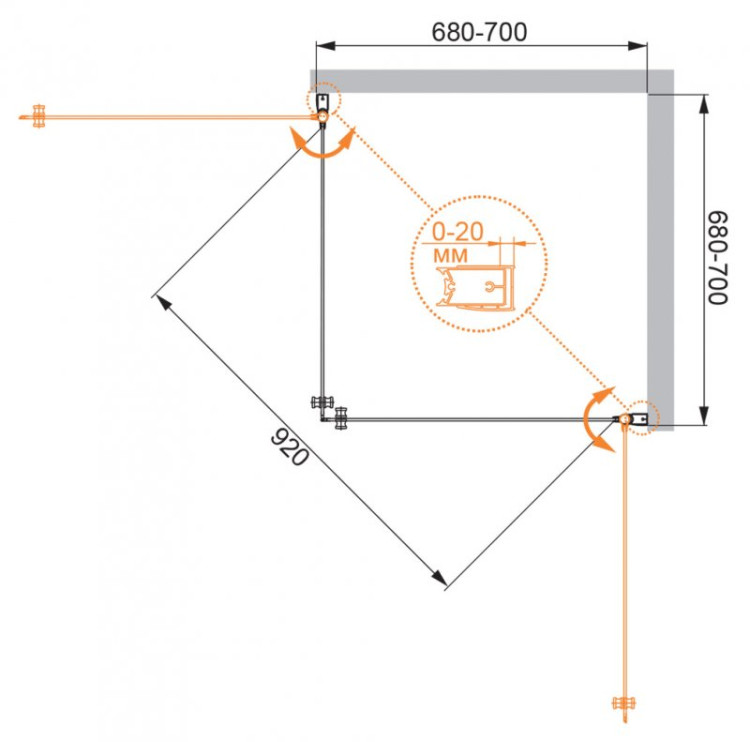 Душевой уголок ELENA A-2 Cezares ELENA-W-A-2-70-P-Cr