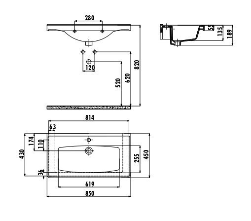 CREAVIT Раковина TF185 мебельная (85см)