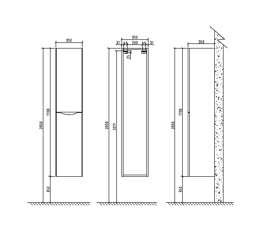 Шкаф подвесной, две распашные двери с доводчиками, с двумя полками, правосторонний BelBagno ANCONA-N-1700-2A-SC-WO-R