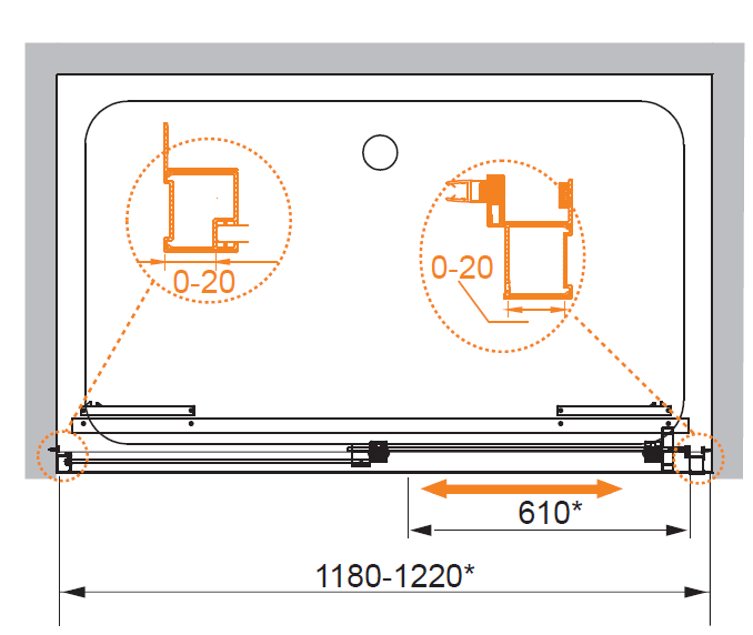 Душевая дверь в нишу LUX-SOFT-BF-1 Cezares LUX-SOFT-W-BF-1-120-C-Cr-IV