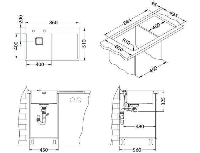 Мойка STYLUX 40 BRS-90 790X510 в компл.с сифоном 1133398