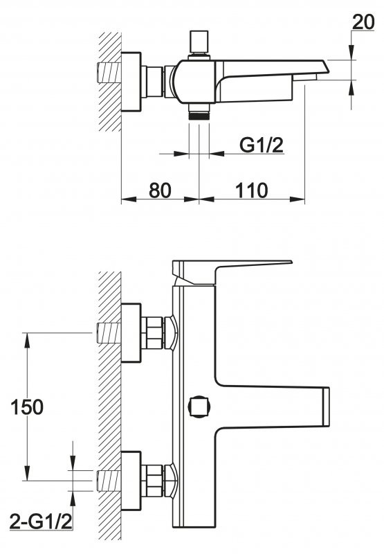 Смеситель для ванны и душа BelBagno ARL-VASM-CRM