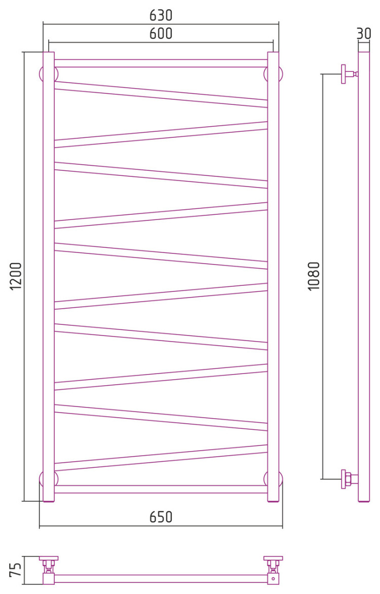 Полотенцесушитель водяной Сунержа Сирокко 1200х600 Белый