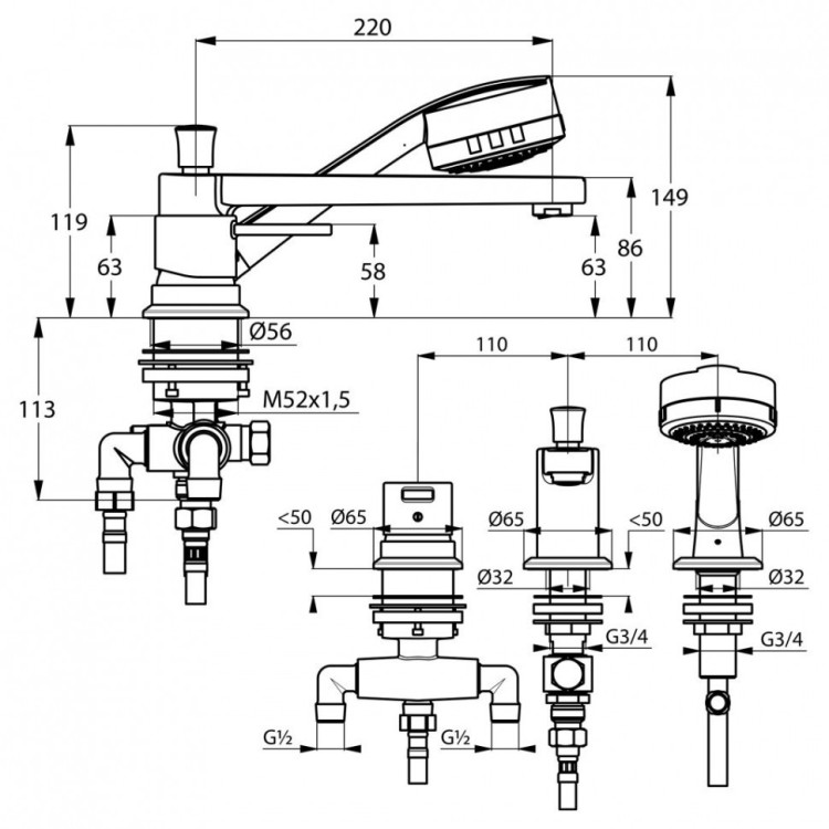 Смеситель для ванны Kludi Zenta 384470575