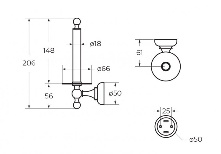 Держатель для туалетной бумаги вертикальный Cezares APHRODITE-TH042-02-M