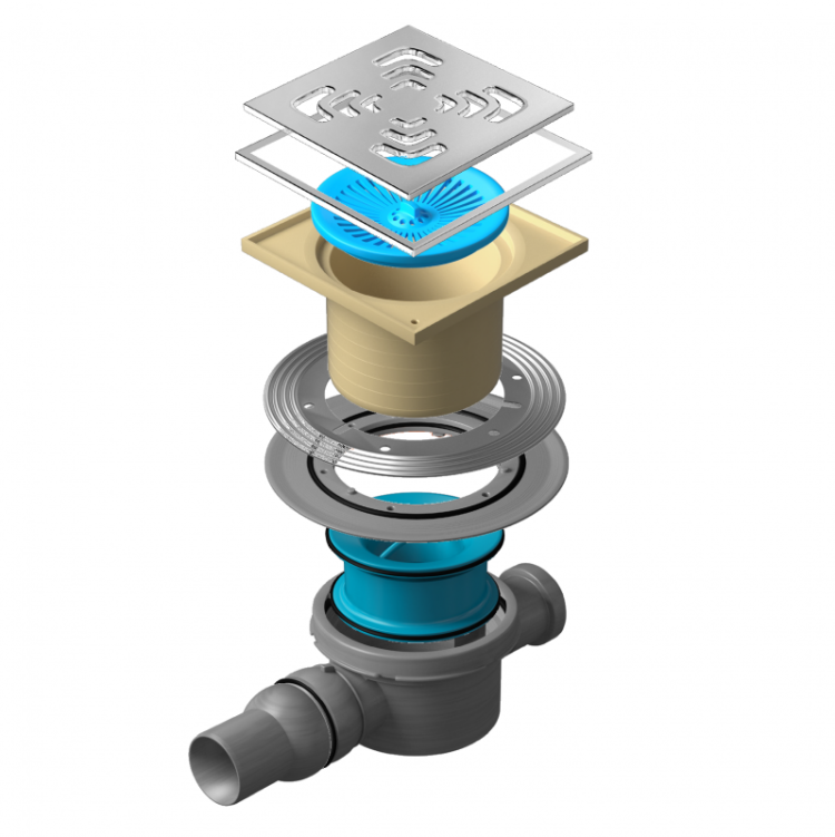 Точечный трап 150х150 мм Confluo Standard Square 3 Mask , металл с перфорацией Square, с рамкой PESTAN 13000083