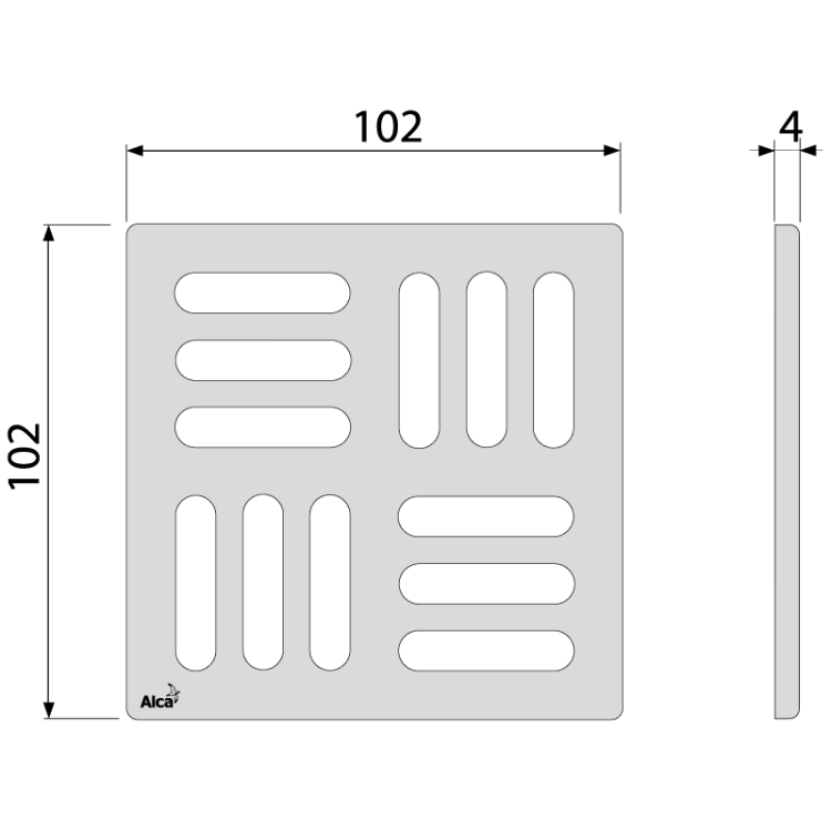 Дизайновая решетка 102×102 мм нержавеющая сталь Alcadrain MPV001