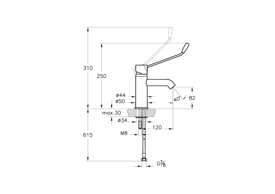 Смеситель AquaMed для раковины, локтевой