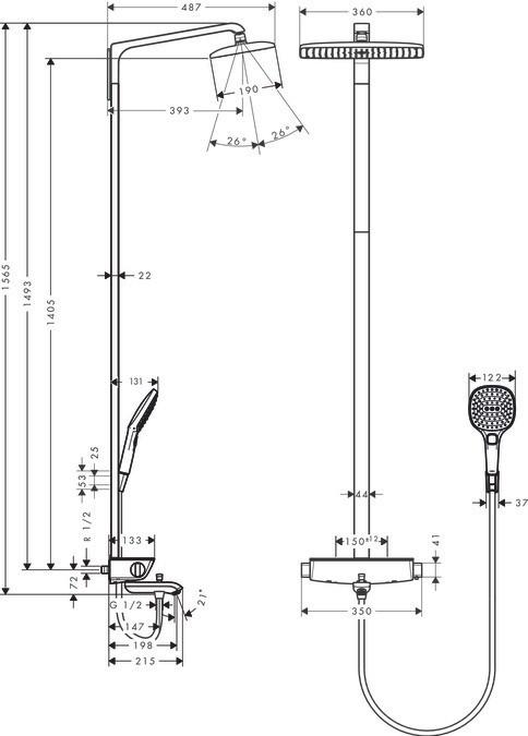 Душевая система Hansgrohe Raindance Select E 27113