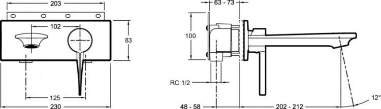 Встраиваемый однорычажный настенный смеситель для раковины Jacob Delafon STANCE E9106-CP
