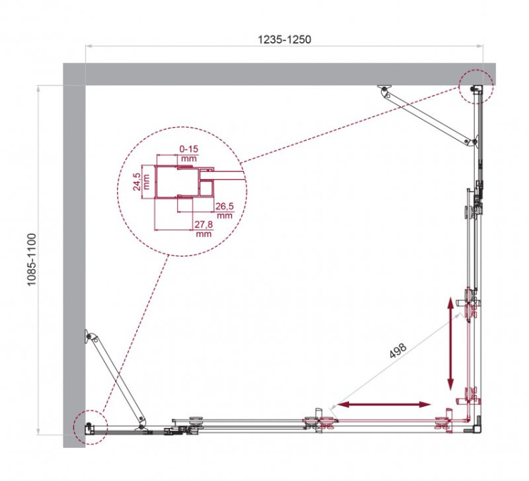 Душевой уголок BELBAGNO LUCE-AH-22 Cezares LUCE-AH-22-150/110-C-Cr