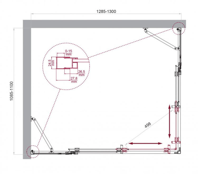 Душевой уголок BELBAGNO LUCE-AH-22 Cezares LUCE-AH-22-150/110-C-Cr