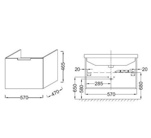 Тумба под раковину Jacob Delafon Struktura 57 подвесная 1 ящик