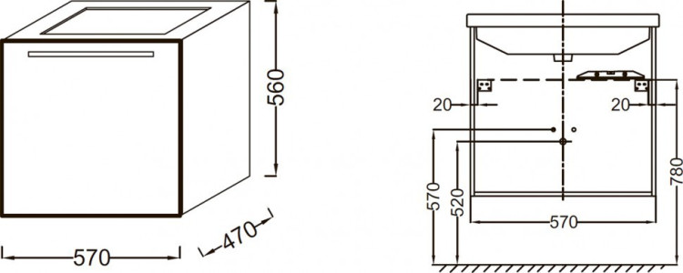 Тумба под раковину Jacob Delafon Struktura 57 подвесная 1 ящик
