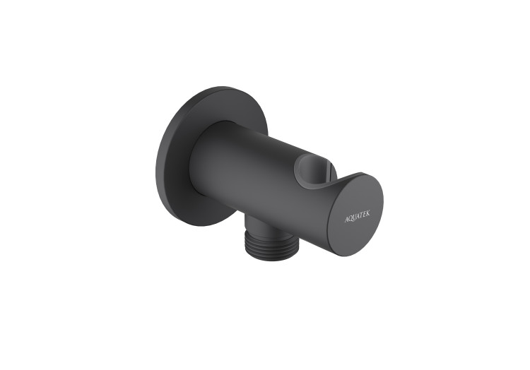 Шланговое подсоединение с держателем Aquatek, матовый черный AQ2464MB