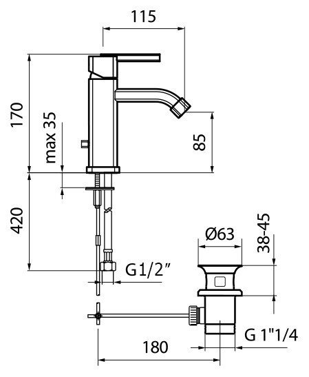 Смеситель для раковины Webert Azeta AZ830102