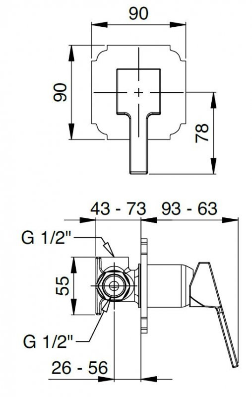 Встраиваемый однорычажный смеситель для душа Cezares LEGEND-DIM-03/24