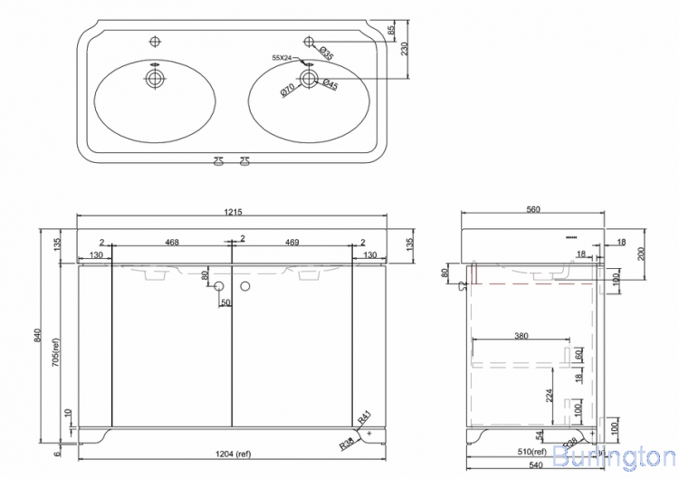 Раковина 1200мм с тумбой, цвет песочный