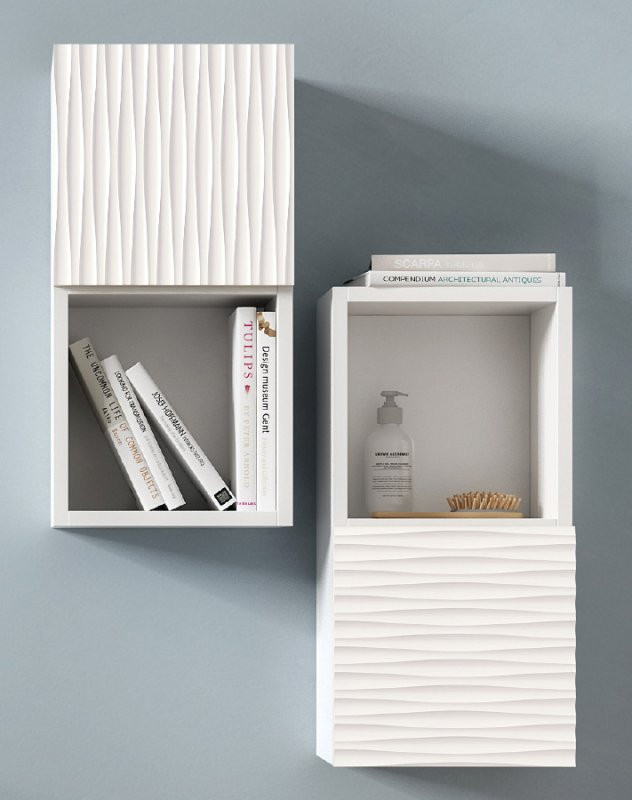 Подвесной шкафчик с нижней открытой полкой и распашной дверкой вверху,30x22x61 Cezares BAPN02.601