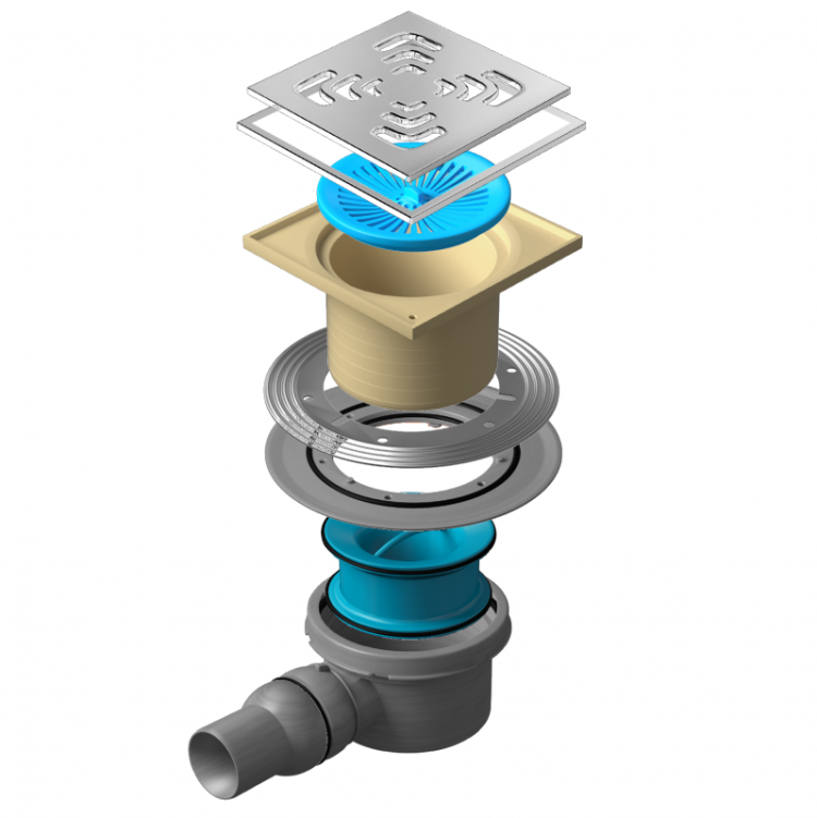 Точечный трап 150х150 мм Confluo Standard Square 4 Mask, металл с перфорацией Square, с рамкой PESTAN 13000084