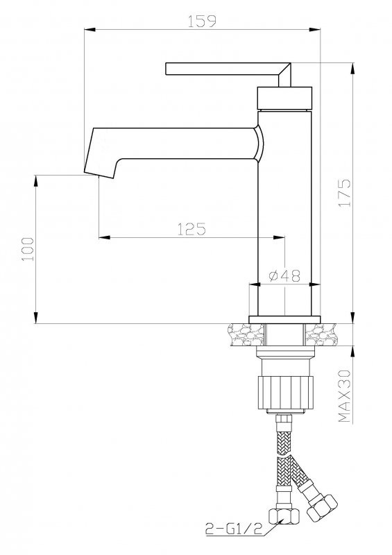 Смеситель для раковины без донного клапана Cezares ACQUA-LVM-CRM